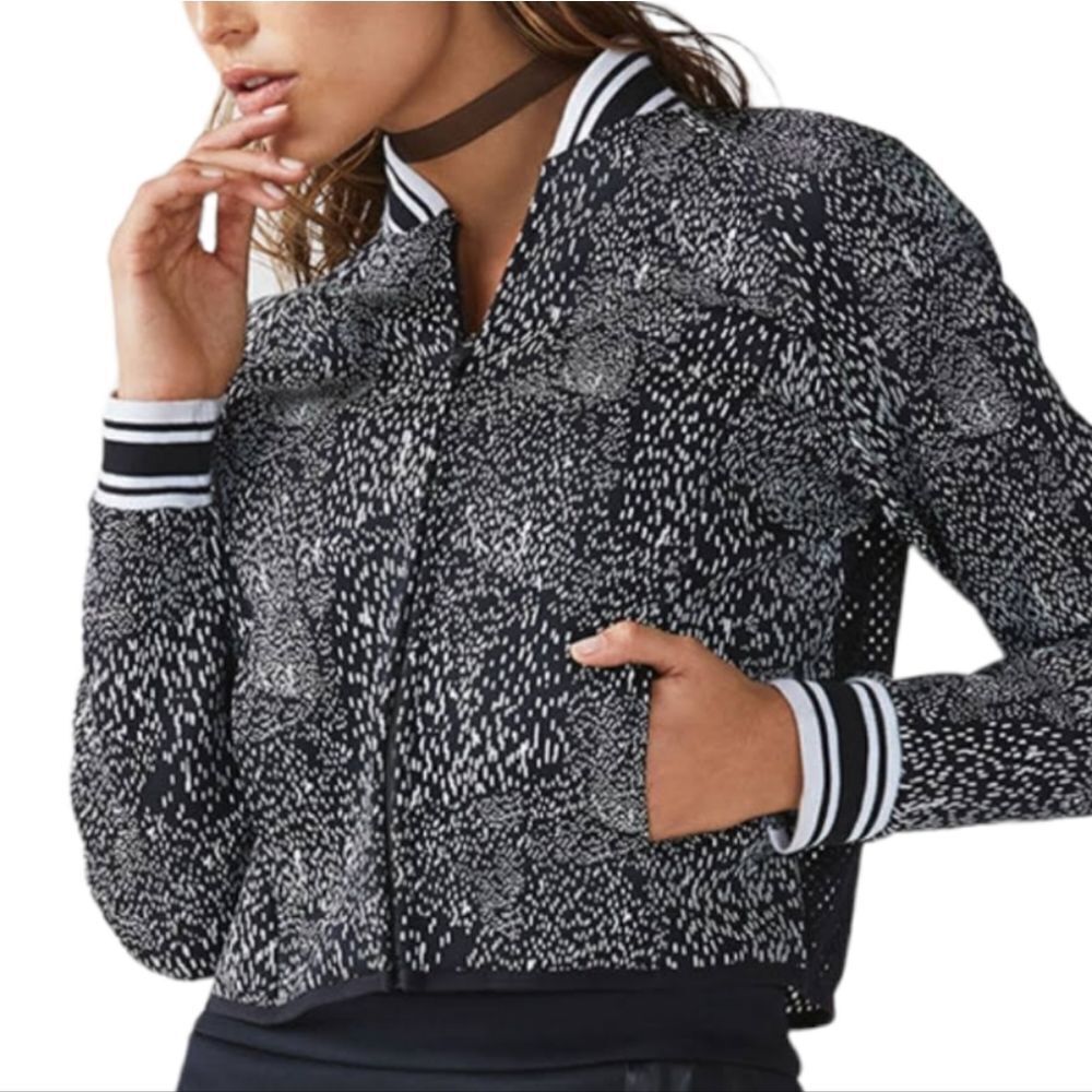 NWT FABLETICS Tia Animal Print Mesh Bomber Jacket XXL